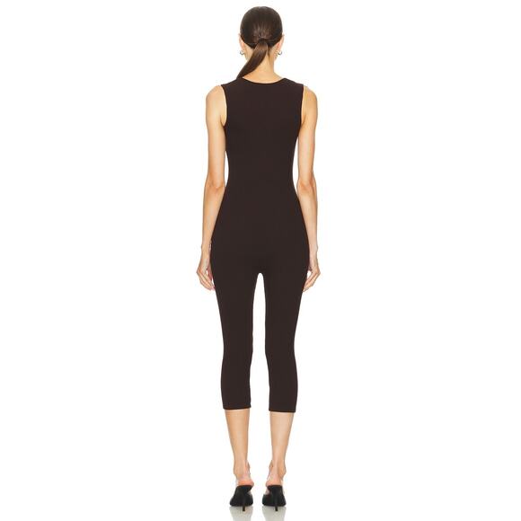 Sans Faff Bell Pedal Pusher Ribbed Jumpsuit Sleeveless Square Neck Y2K Summer S - Picture 2 of 14